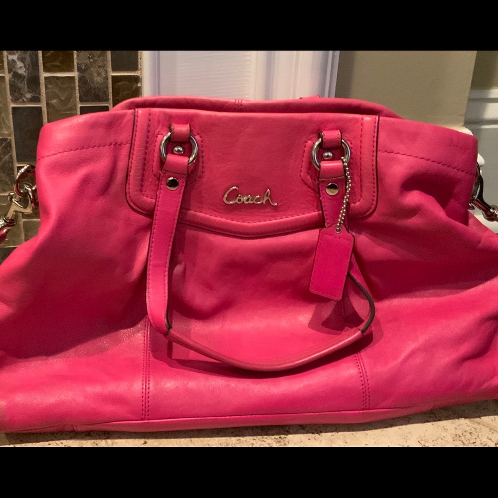 Pre-owned COACH Ashley Carryall Hot Pink Purse